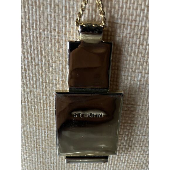St. John Art Deco Geometric Pendant Necklace Gold-Tone Toggle Clasp - Picture 5 of 7